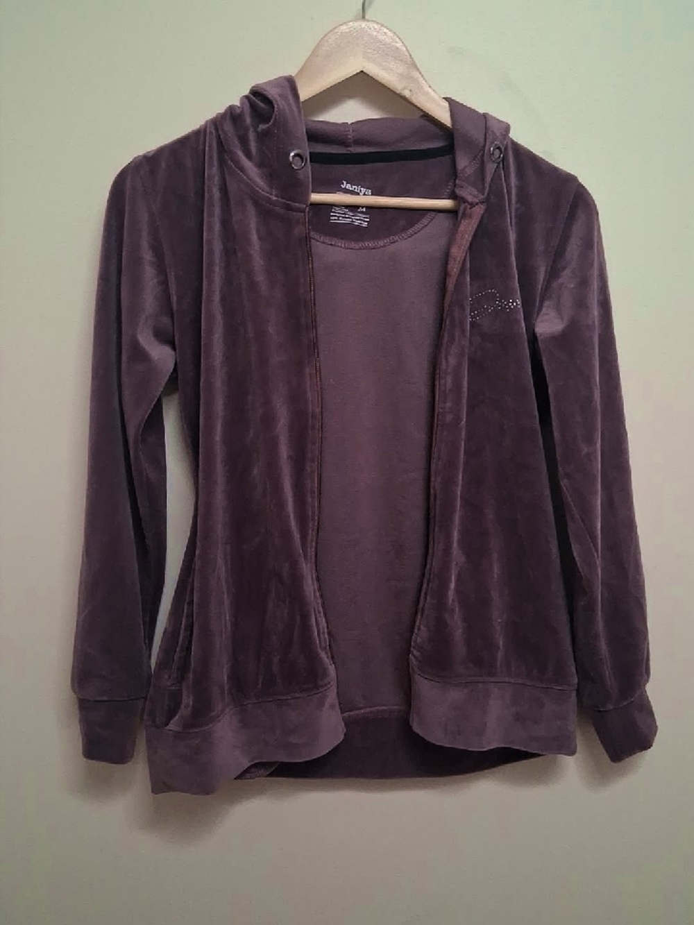 Women's Velvet Hooded Jacket - Plum